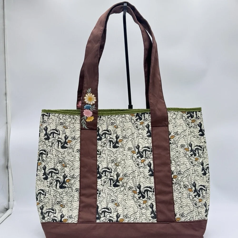 Diisney Parks Quilted Tote Bag With Bambi Flower &Thumper!! Mushroom CottageCore
